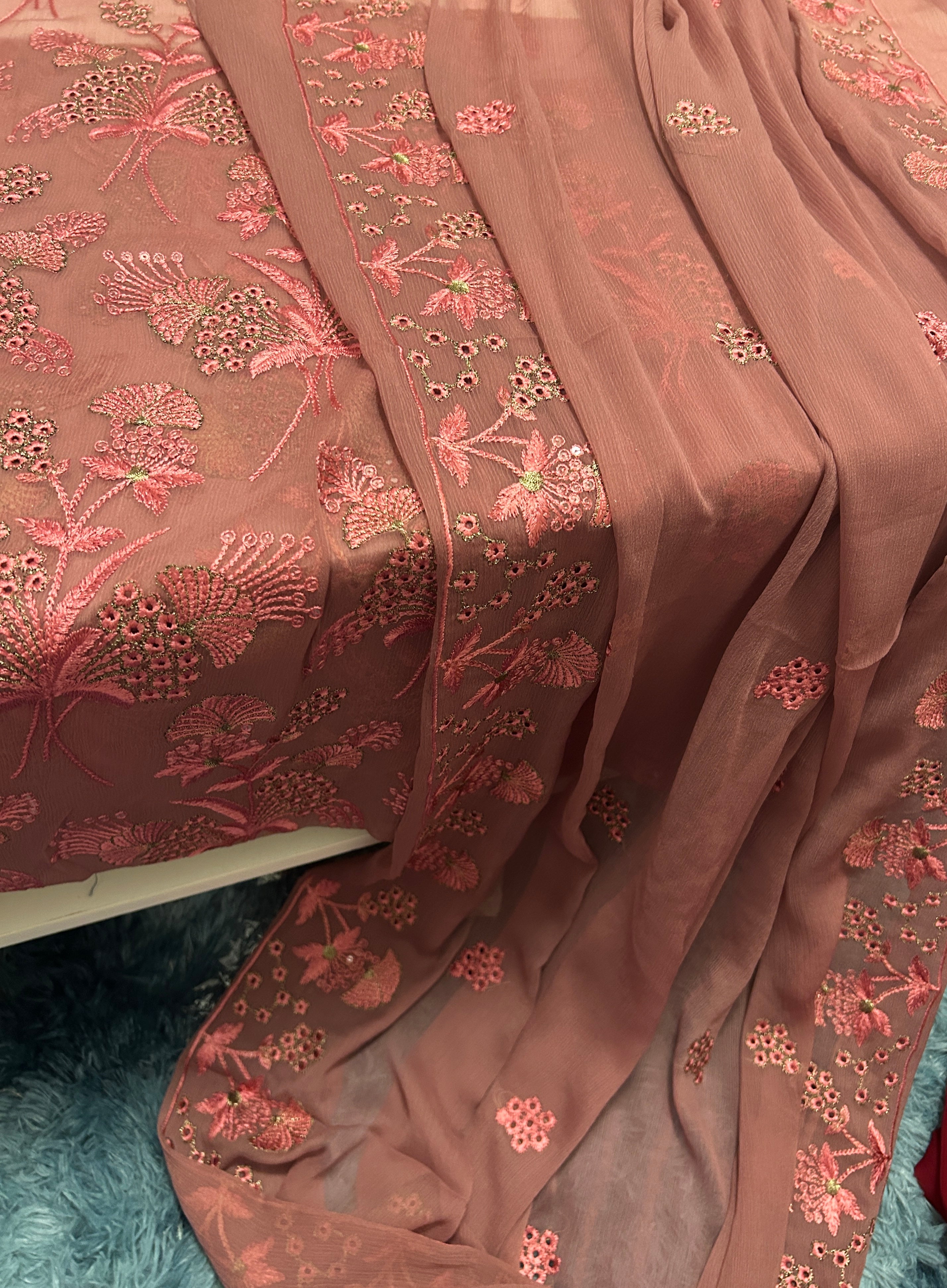 Pure Chiffon 4 Piece Unstitched Tea Pink