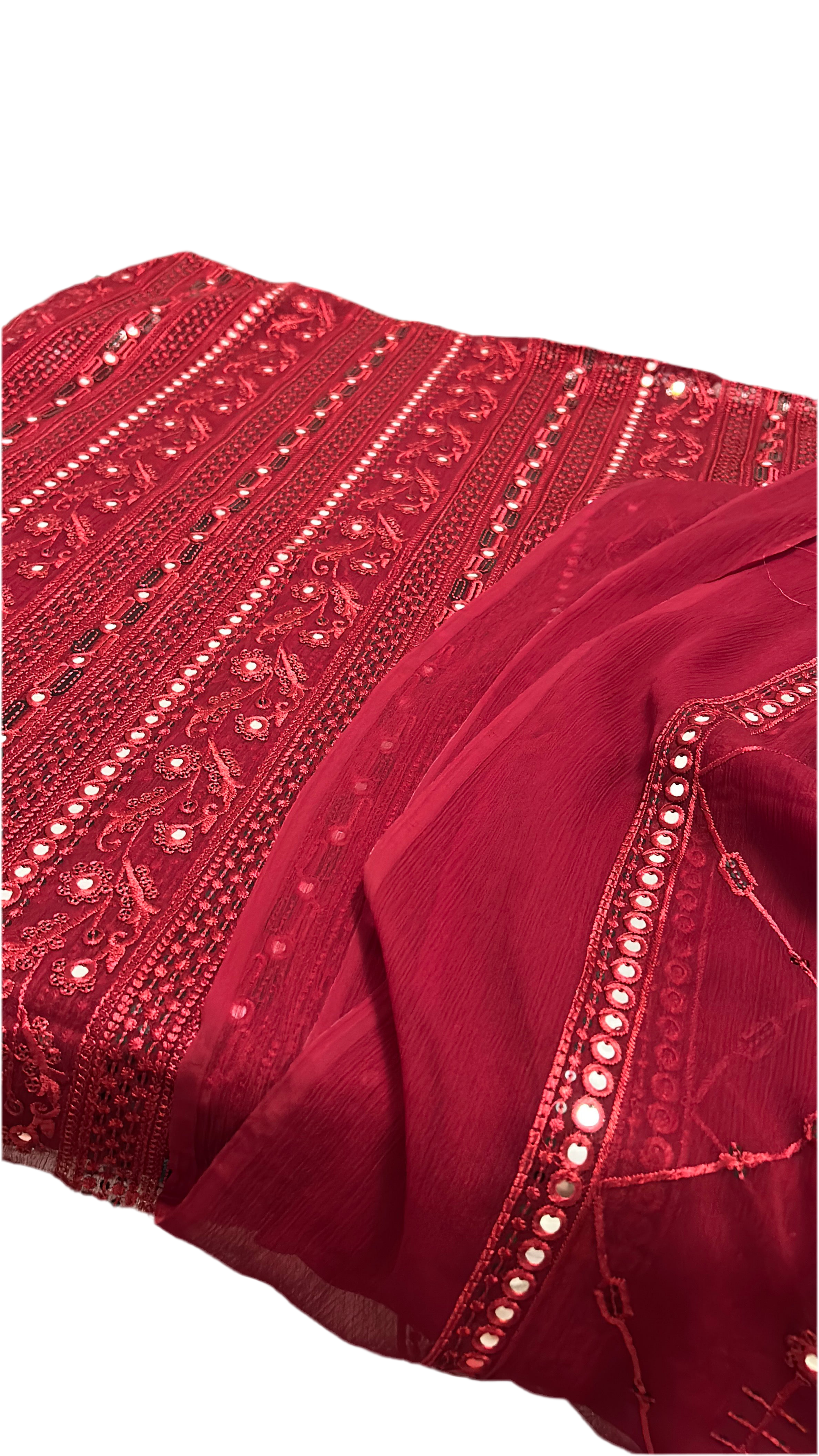 Pure Chiffon 4 Piece Fancy unstitched with sequence Work