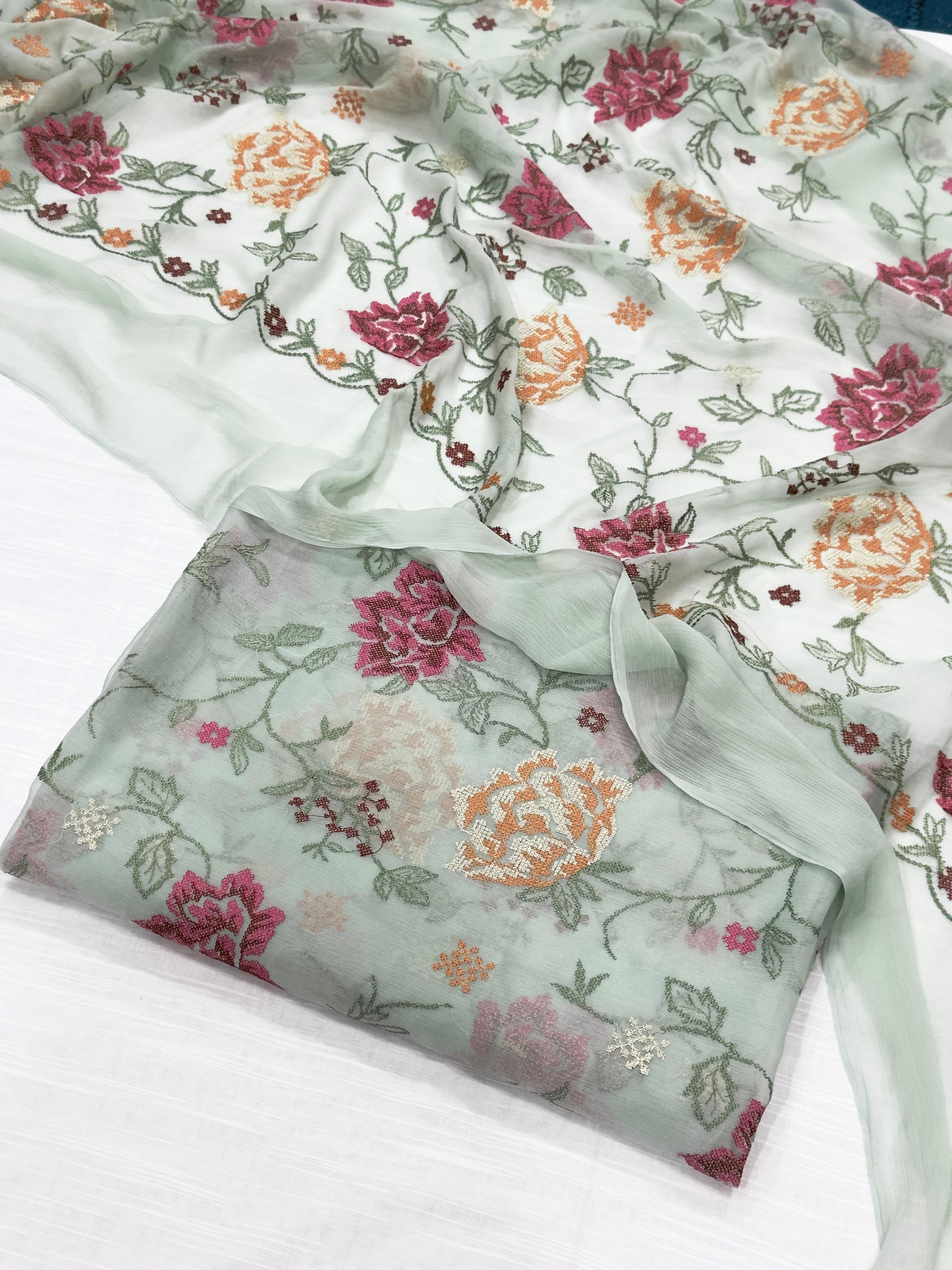 Chiffoun Pure China Crinkle Floral unstitch