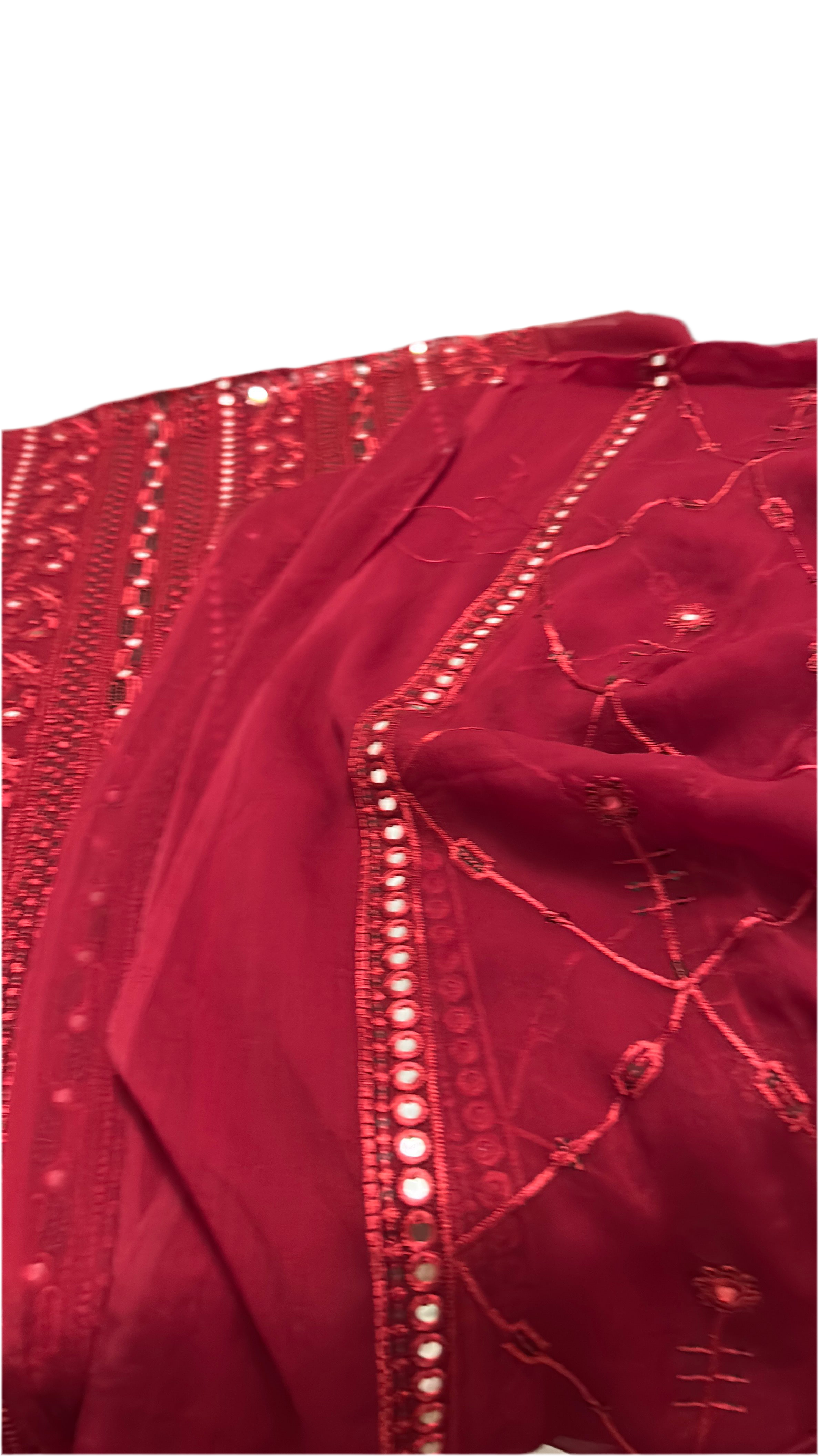 Pure Chiffon 4 Piece Fancy unstitched with sequence Work