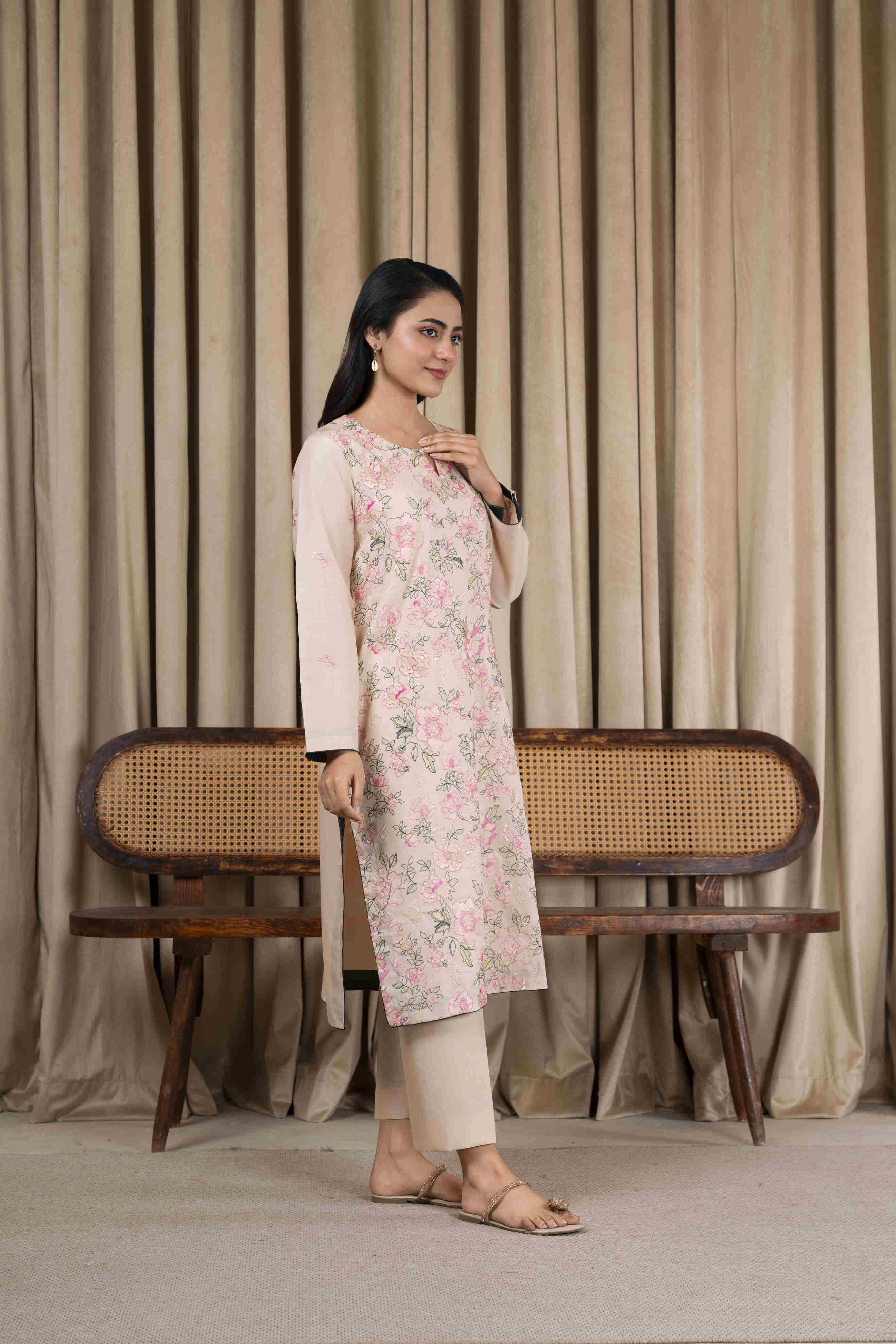 Light Pink Embroidered Lawn