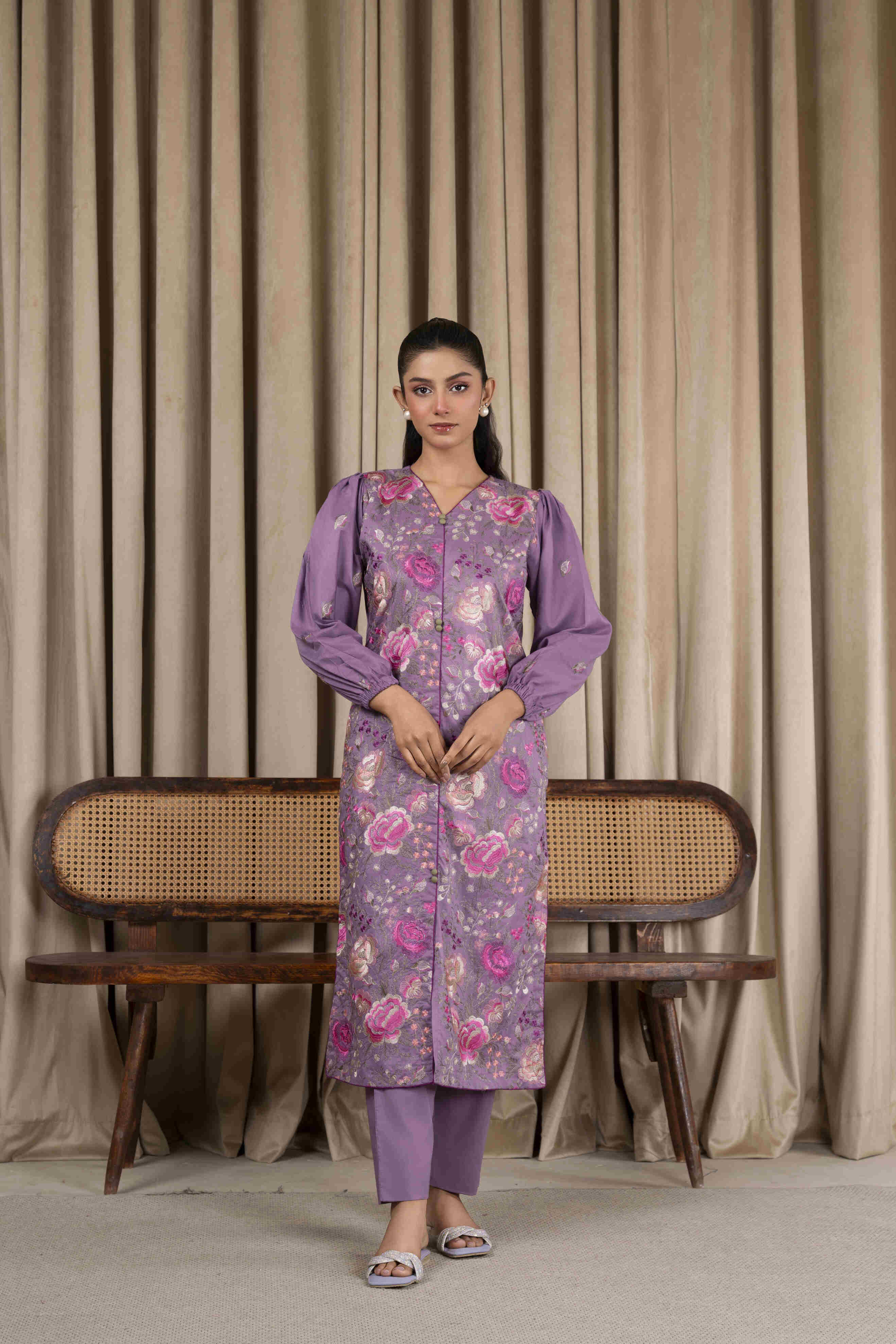Purple Embroidered Lawn