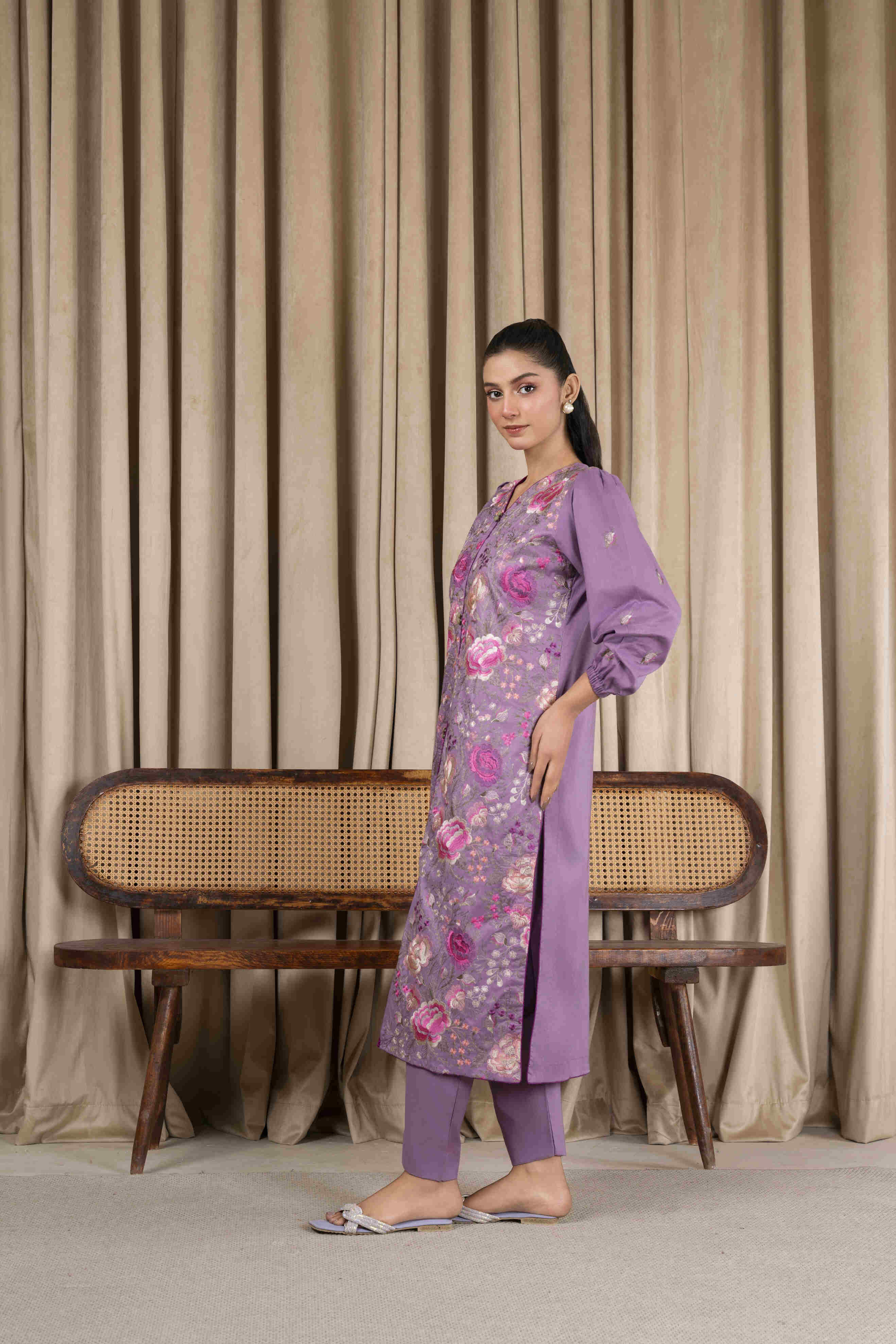 Purple Embroidered Lawn