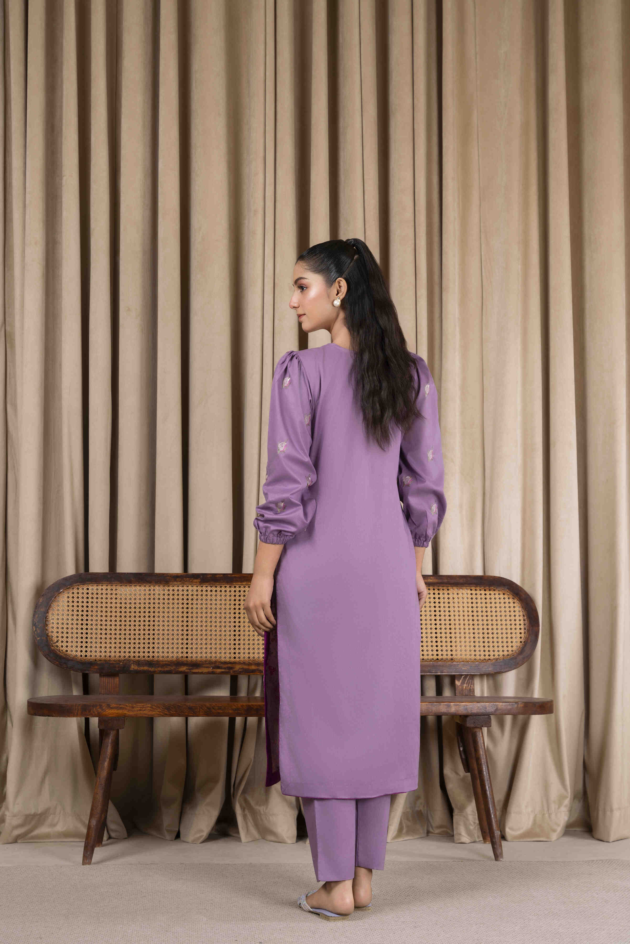 Purple Embroidered Lawn