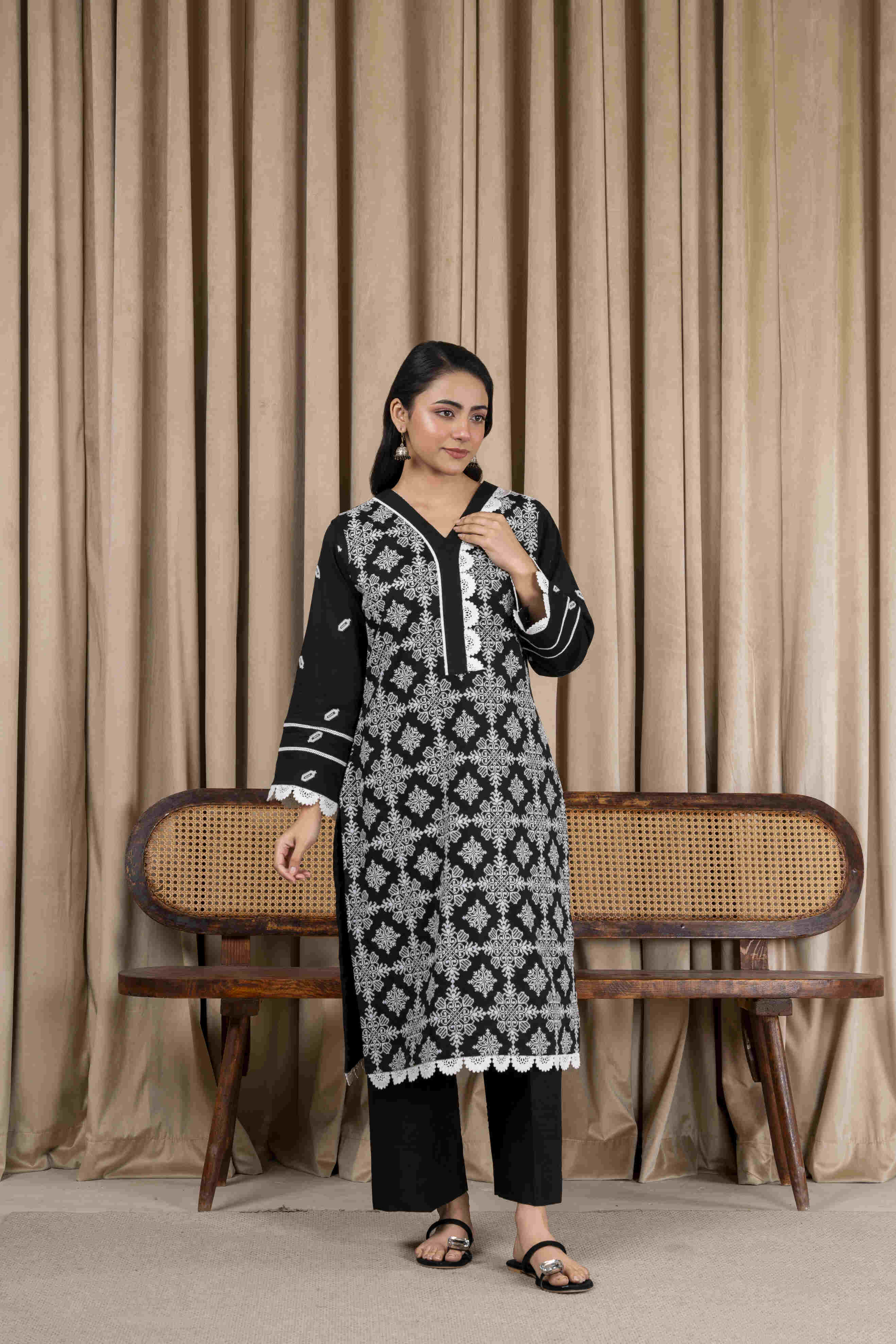Black Embroidered Lawn