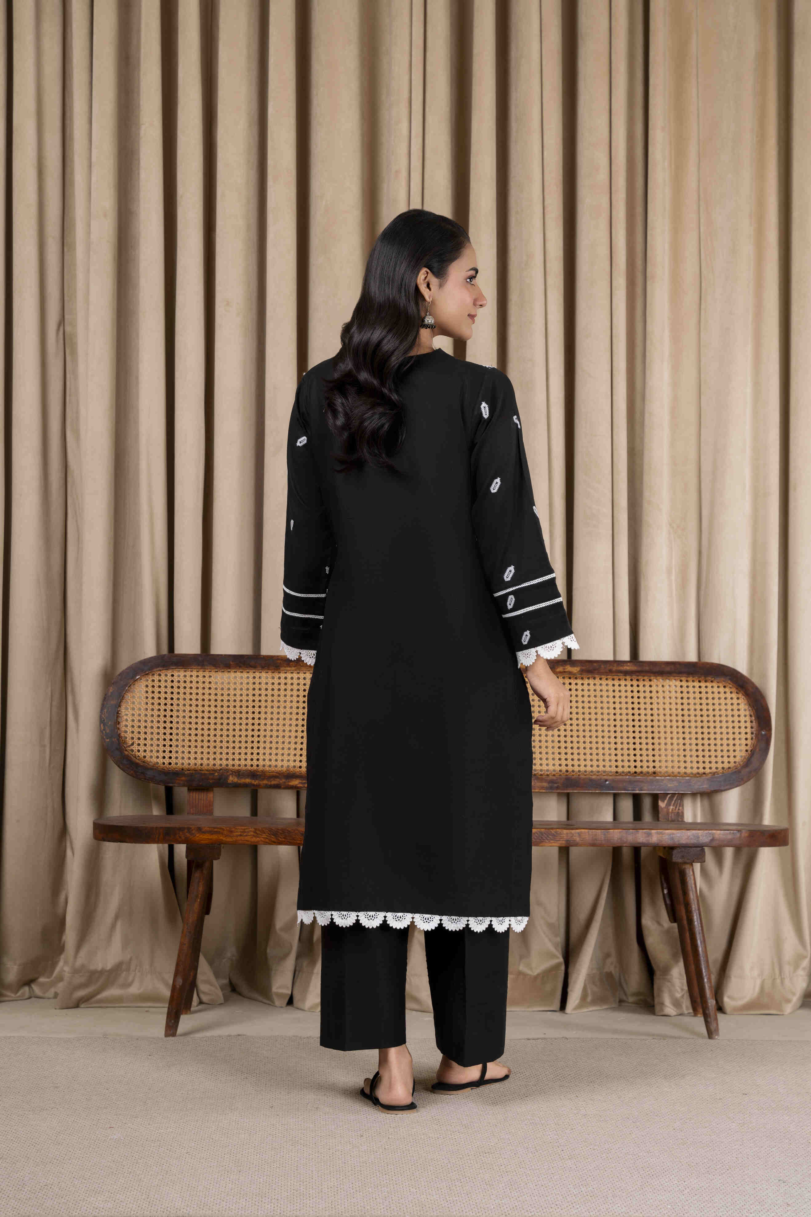 Black Embroidered Lawn