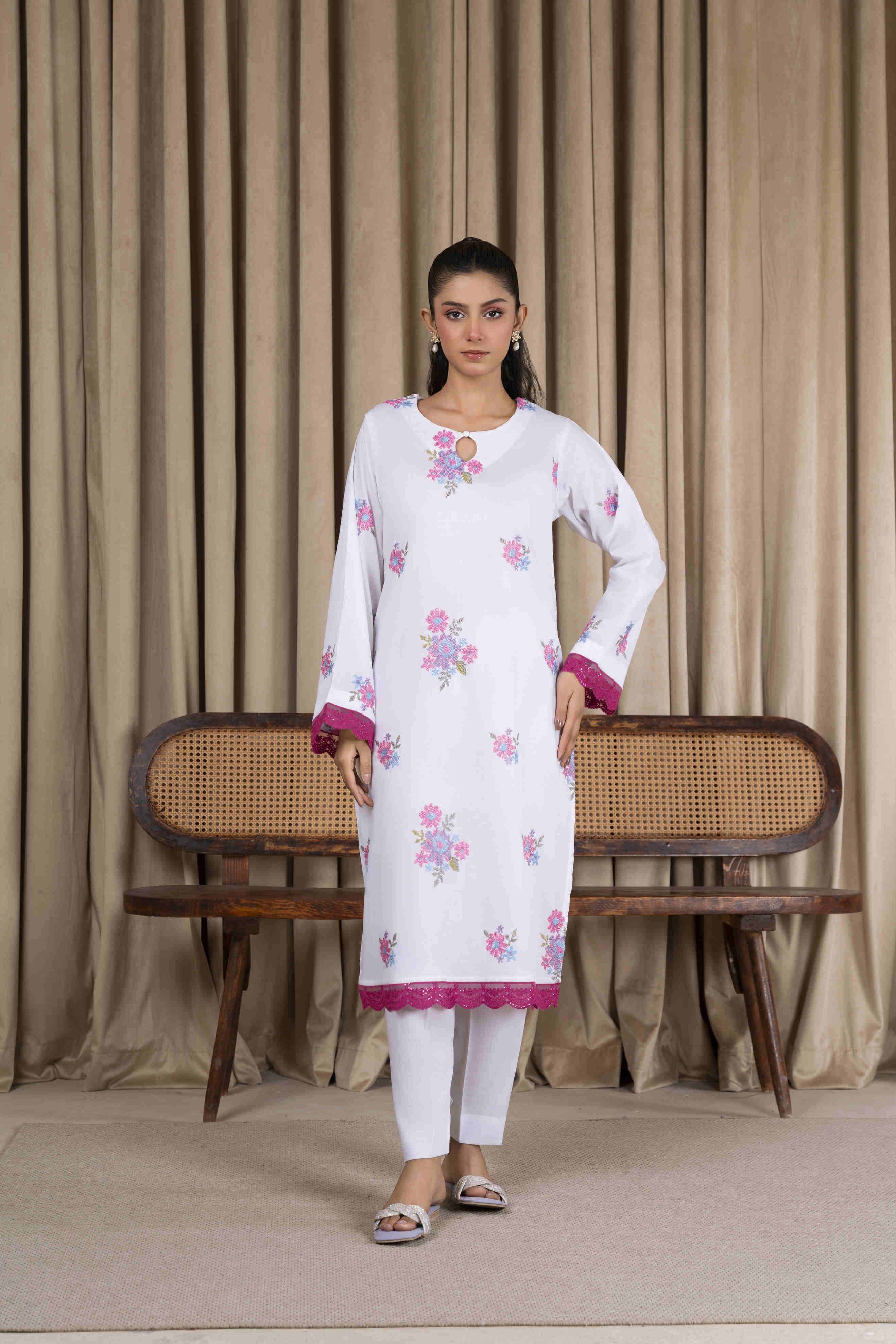 White-2 Embroidered Lawn