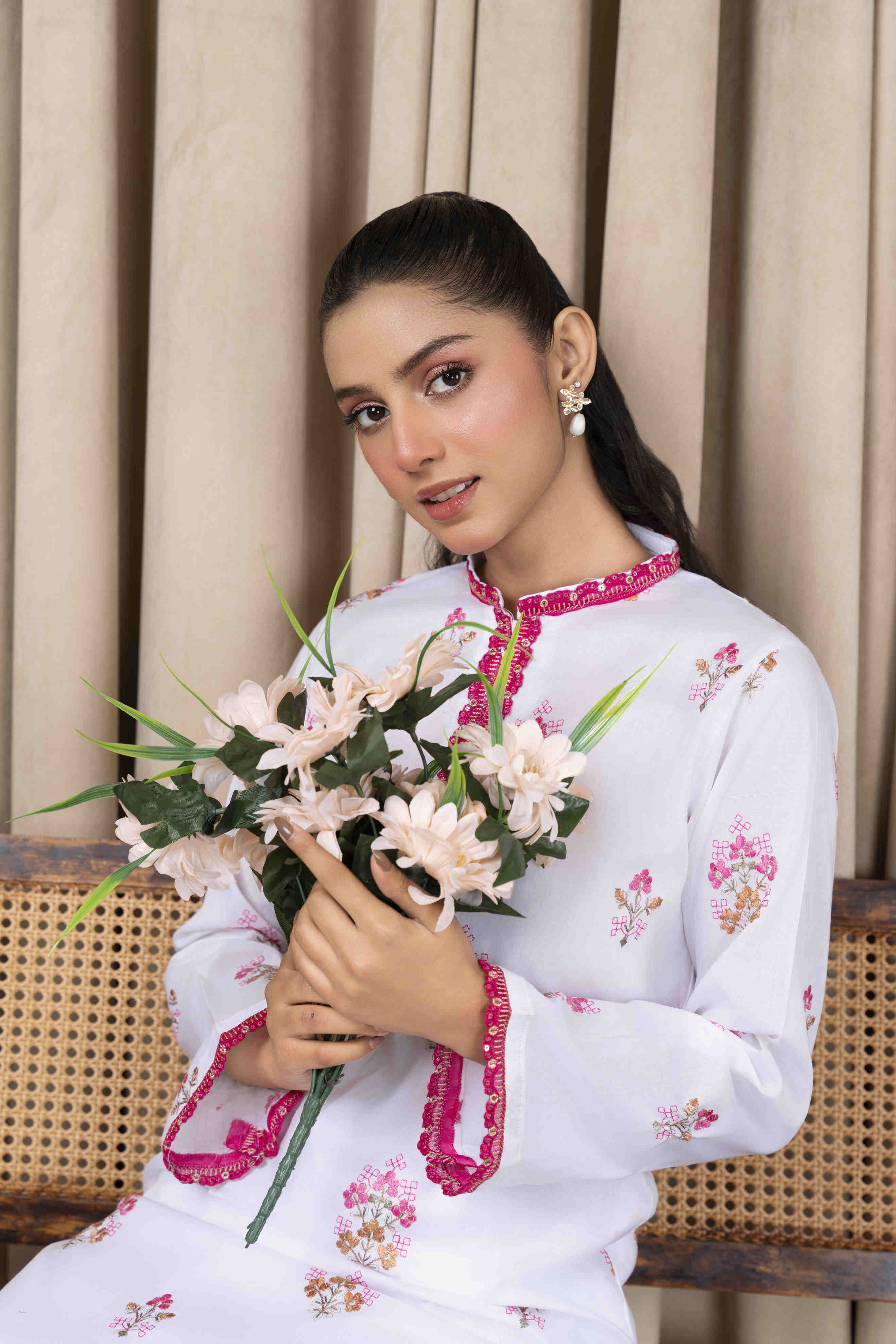 White-3 Embroidered Lawn