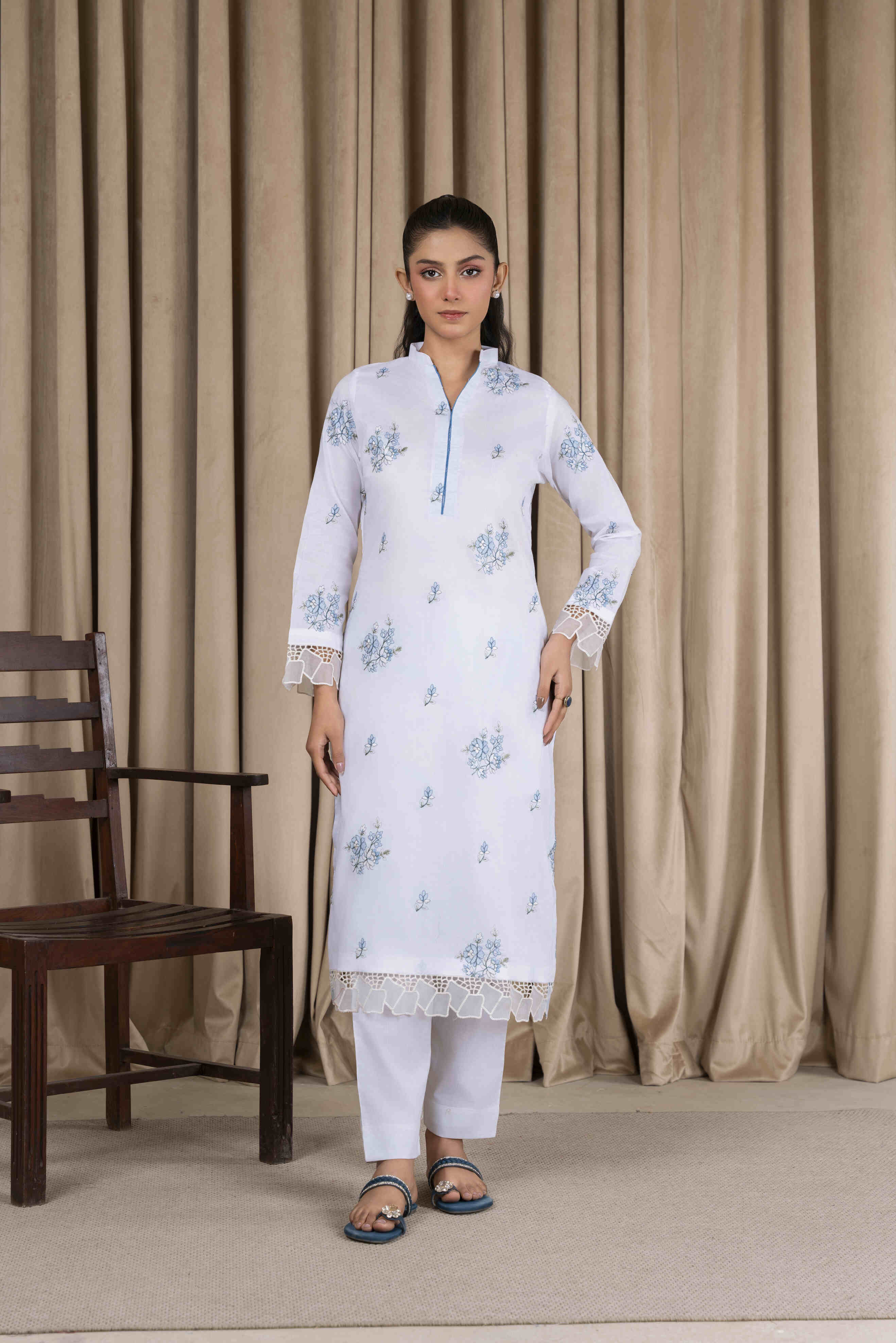 White-6 Embroidered Lawn