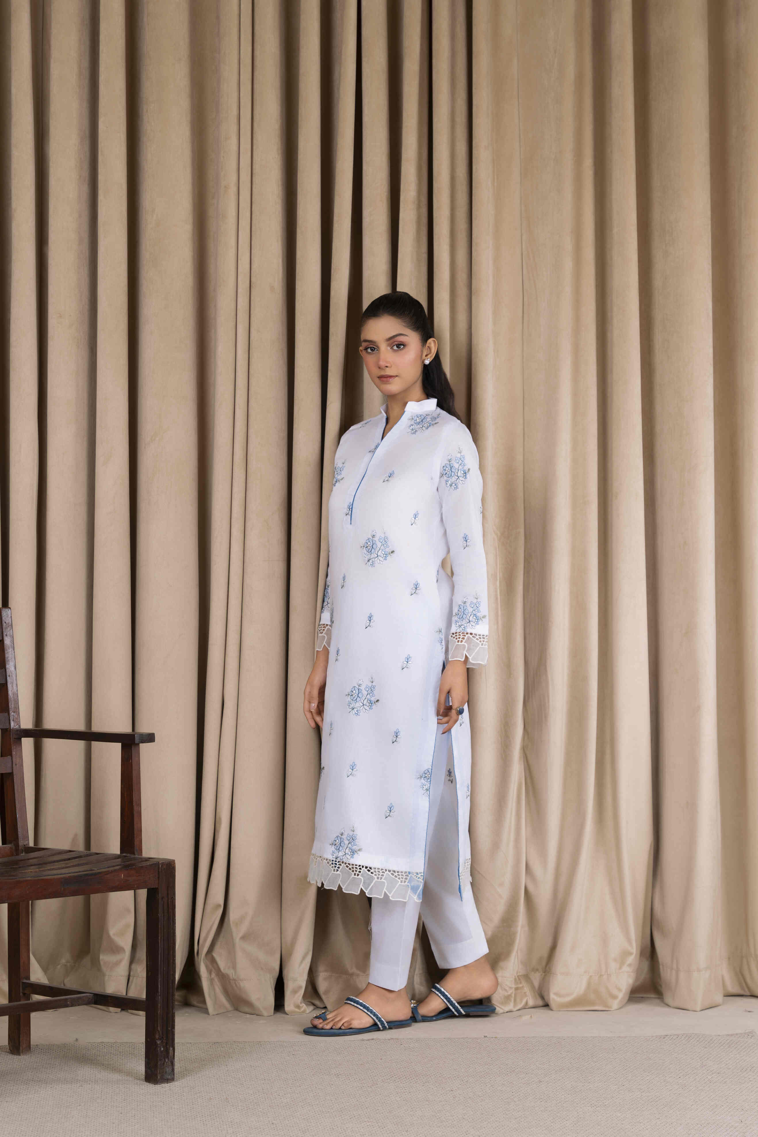 White-6 Embroidered Lawn