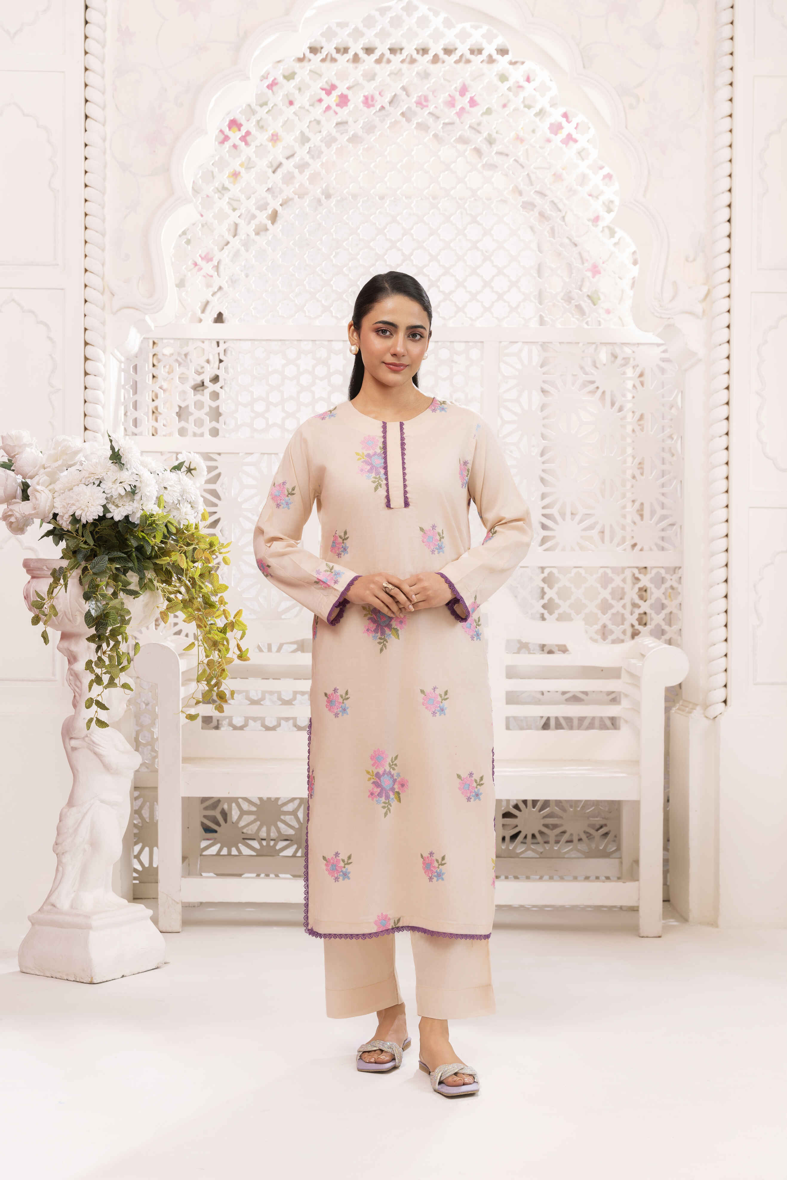 Dark Skin Embroidered Lawn