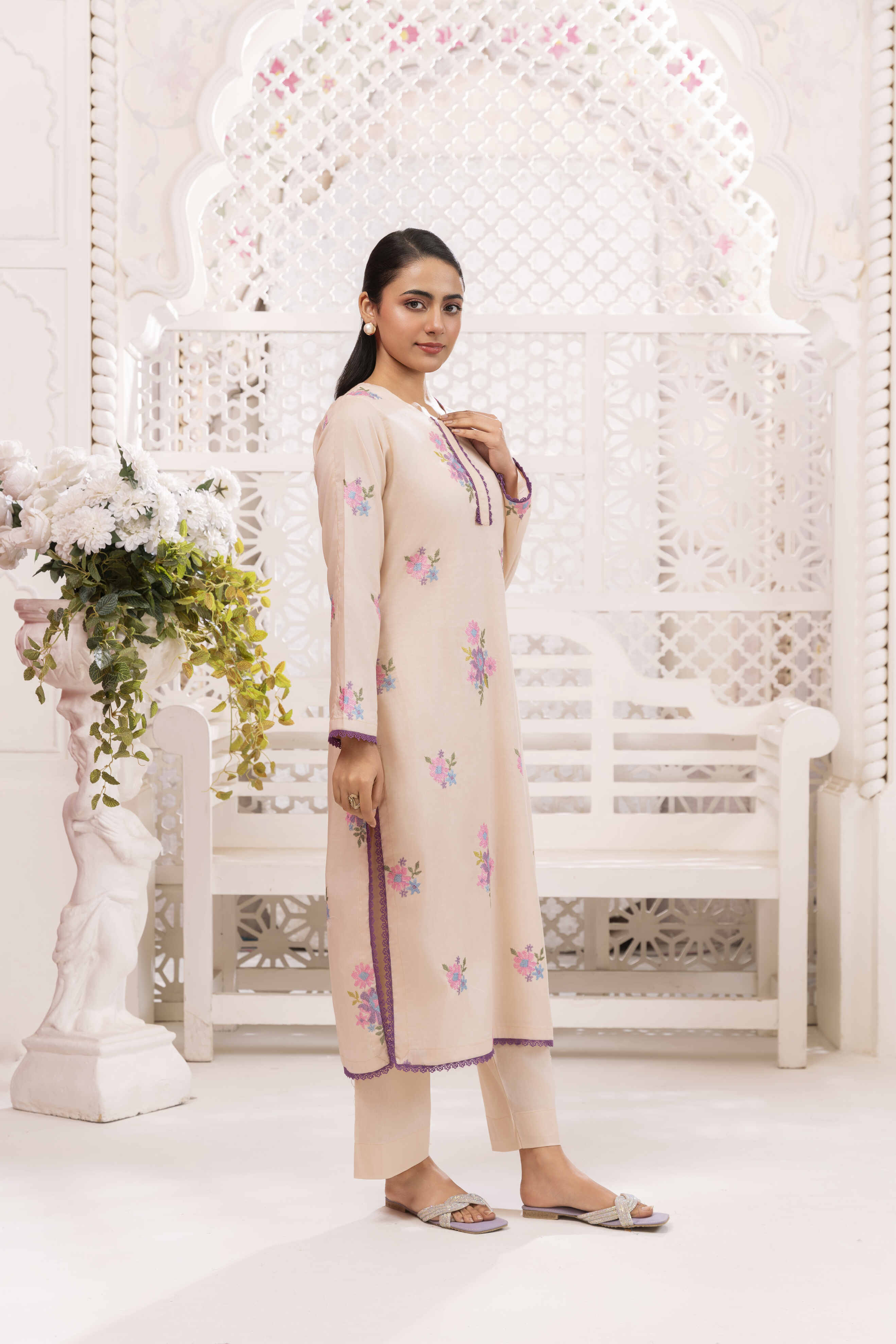 Dark Skin Embroidered Lawn