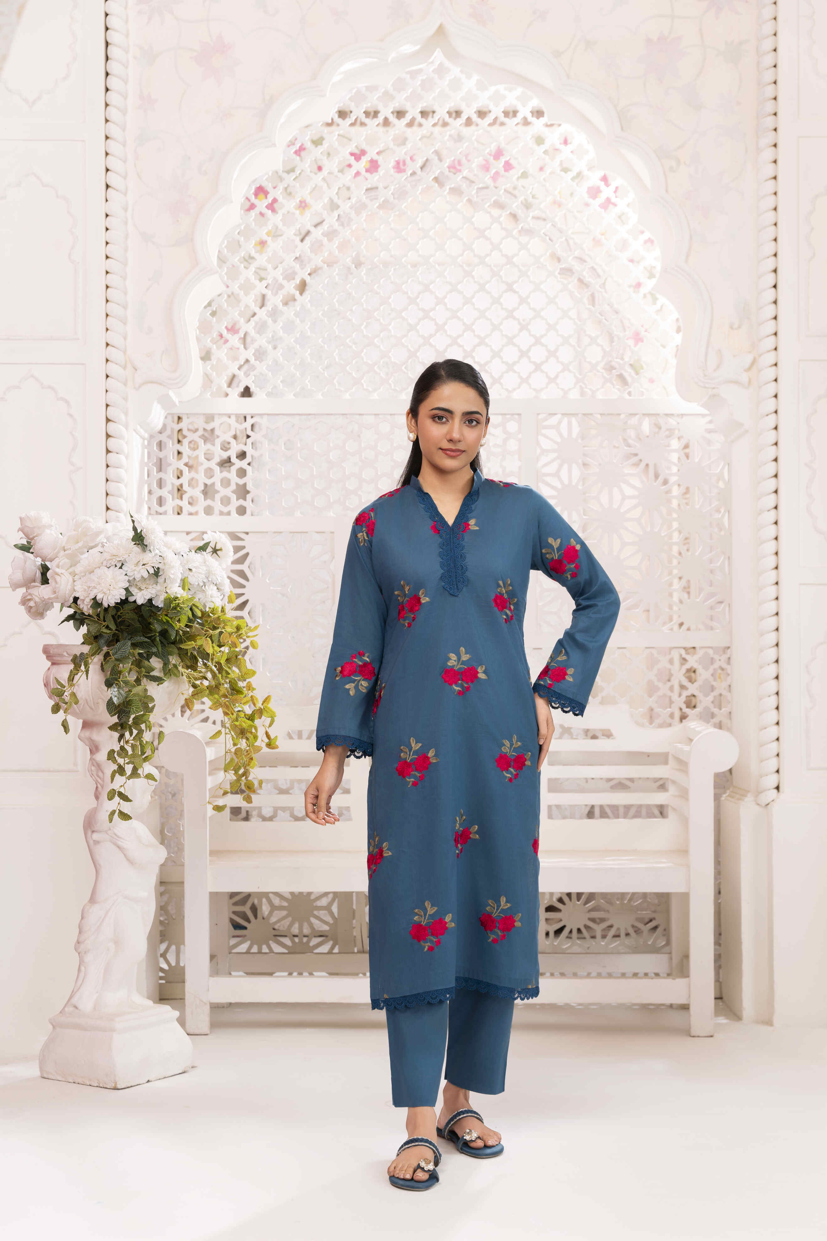 Blue 2 Skin Embroidered Lawn