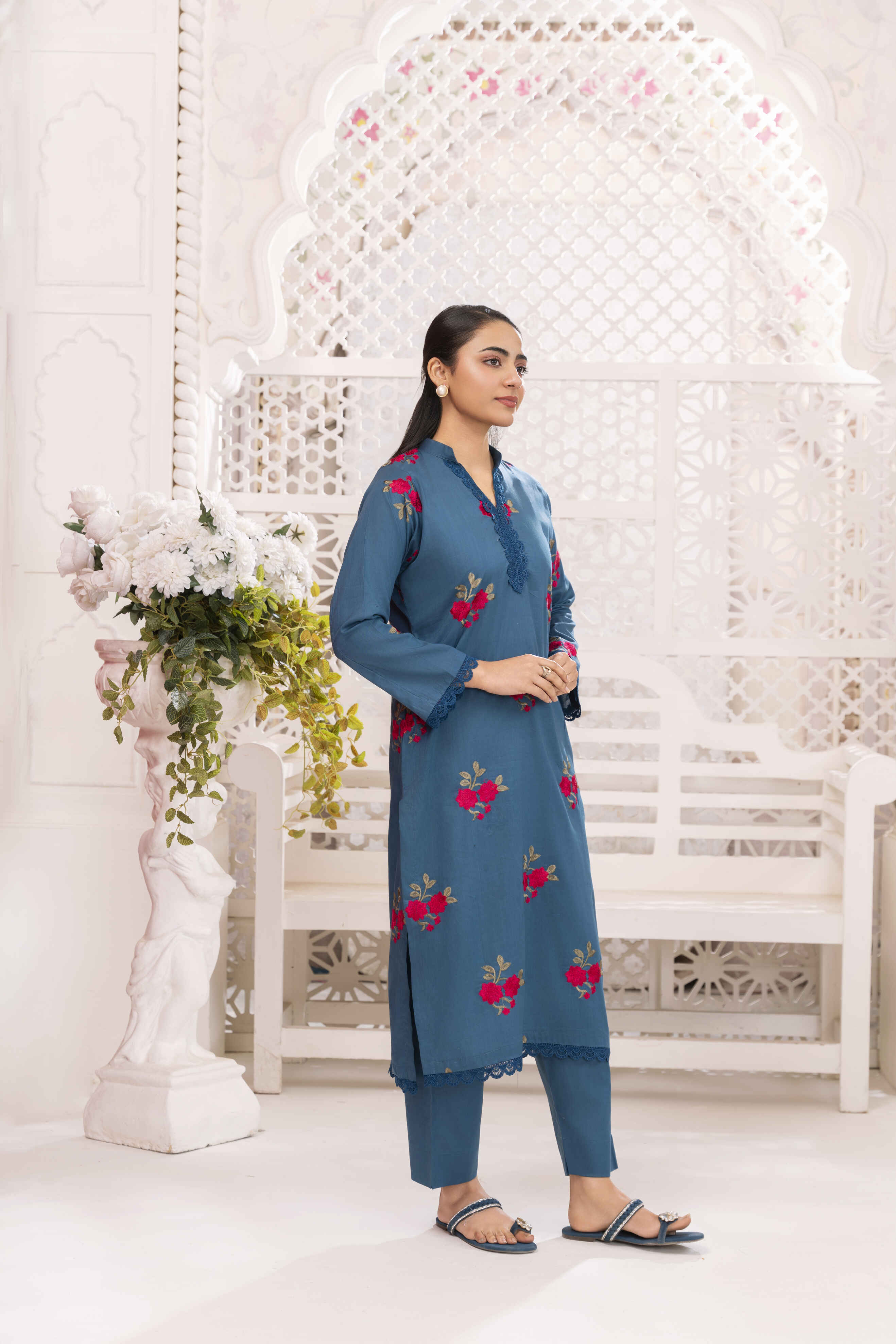 Blue 2 Skin Embroidered Lawn