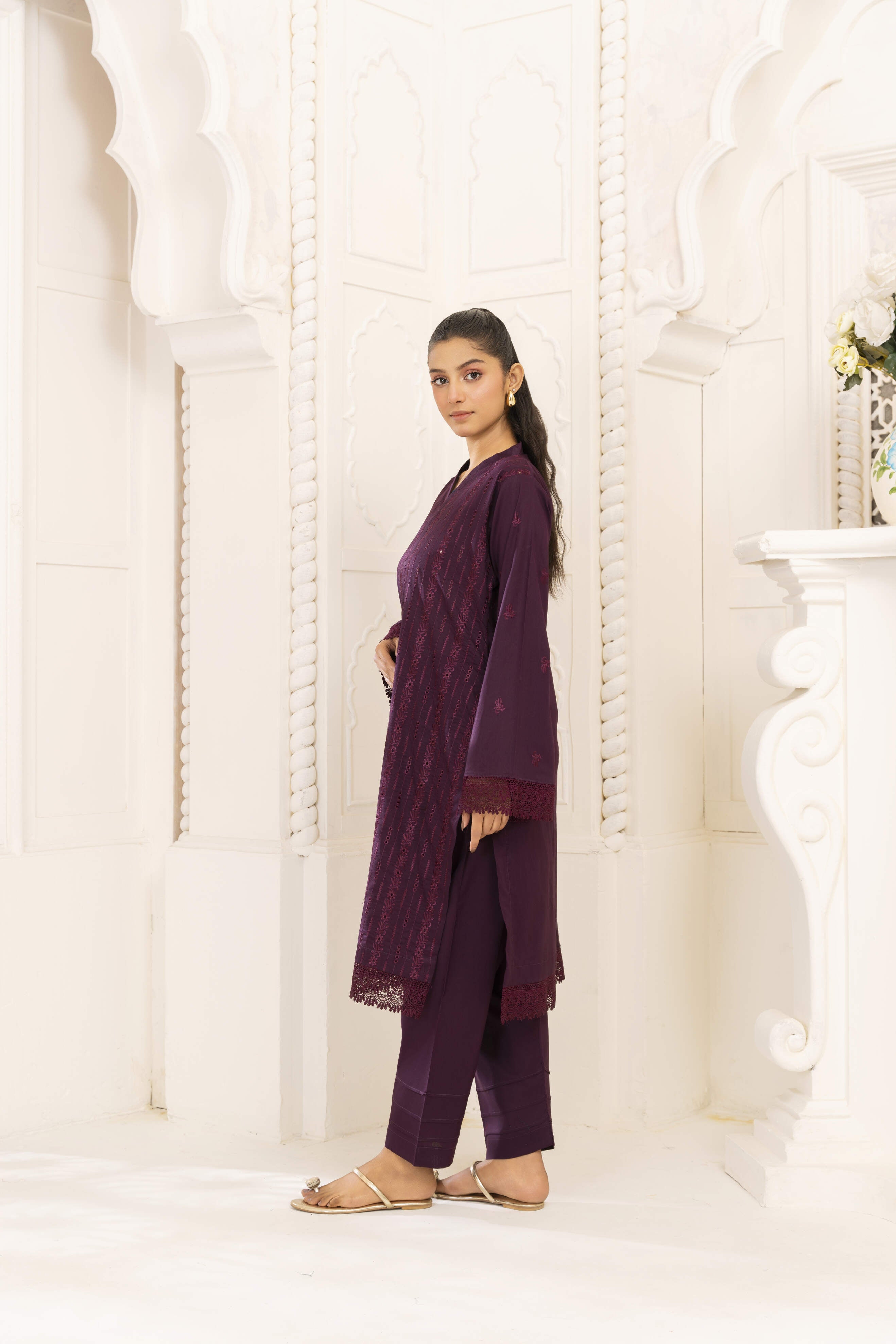 Purple Embroidered Lawn