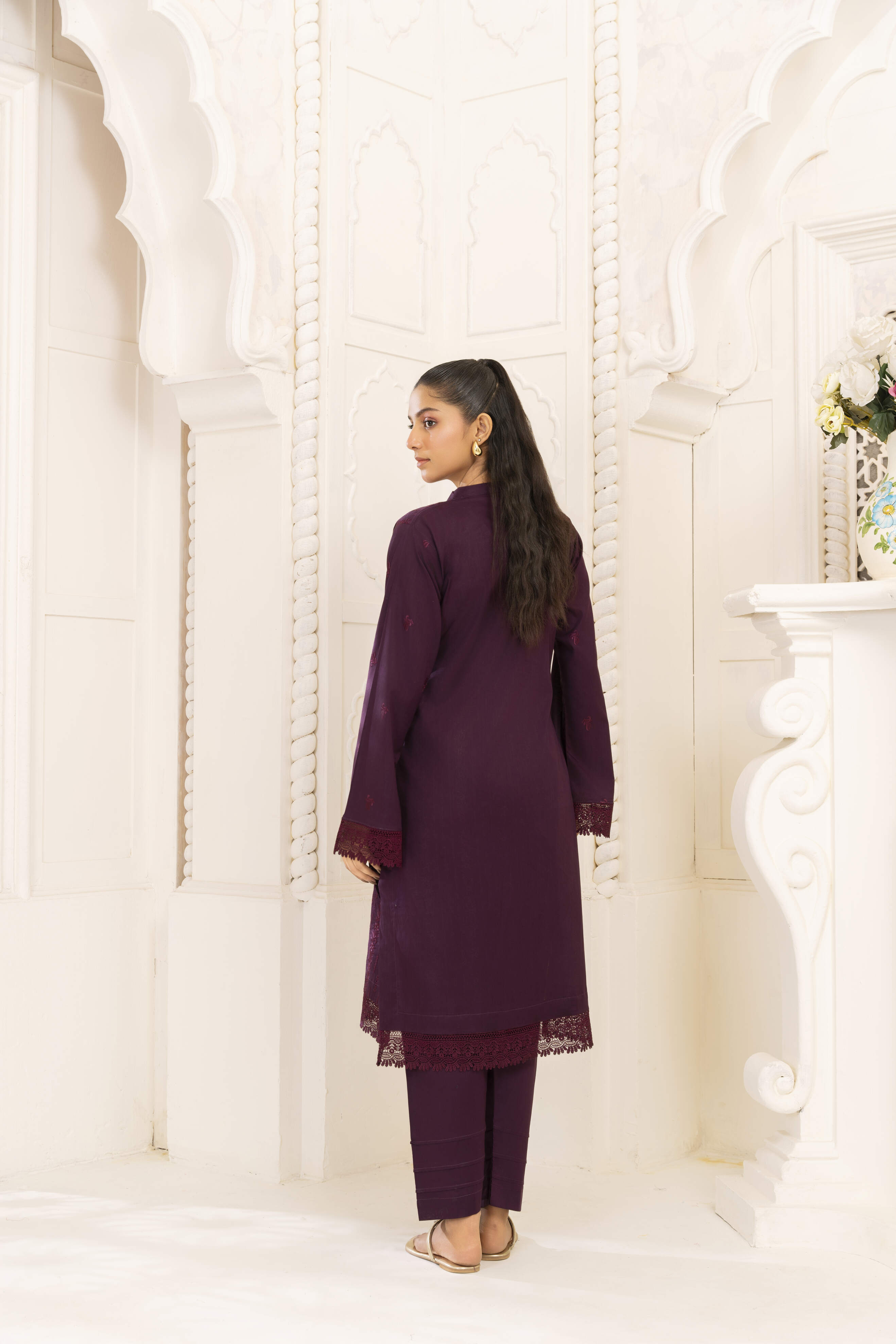 Purple Embroidered Lawn