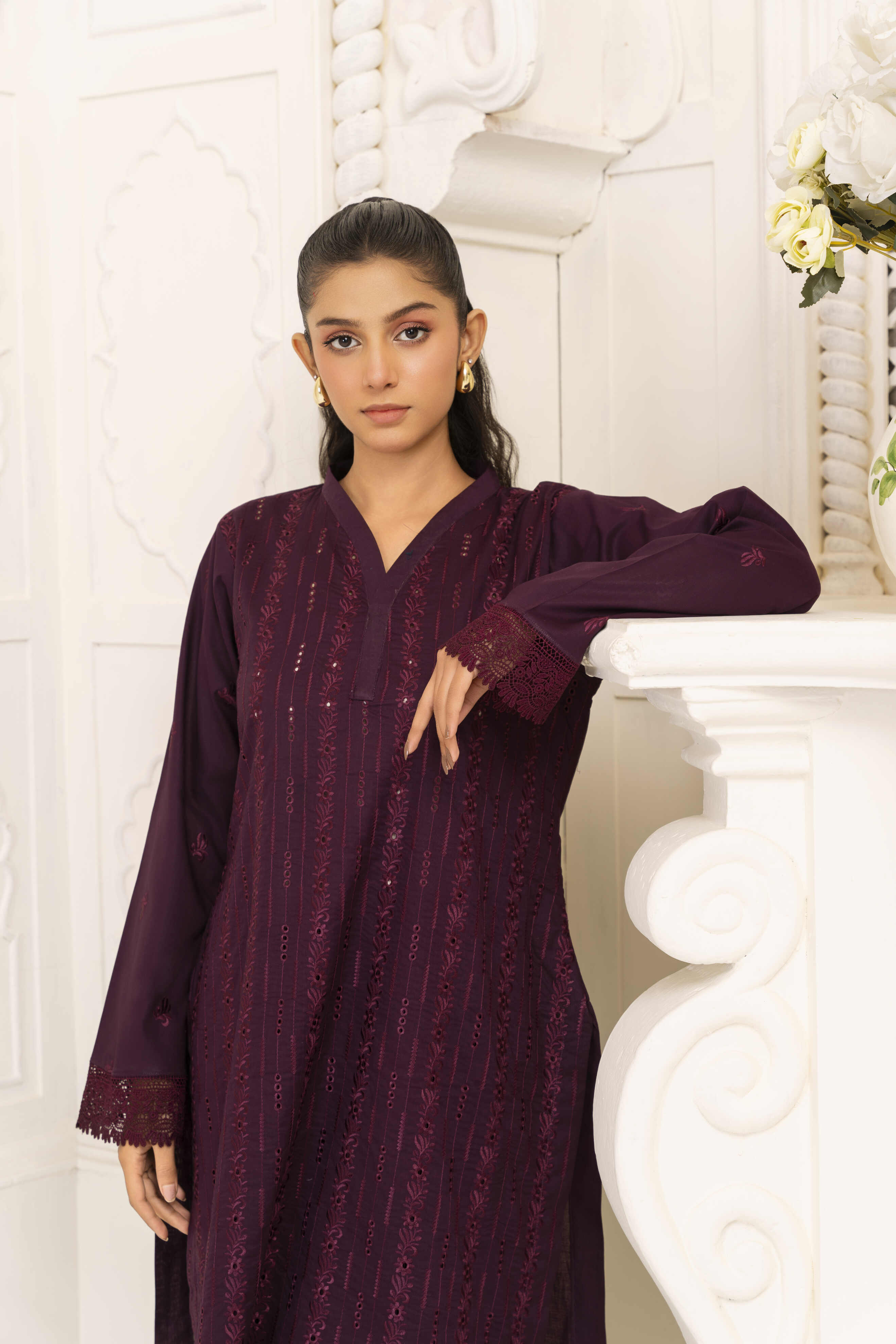 Purple Embroidered Lawn