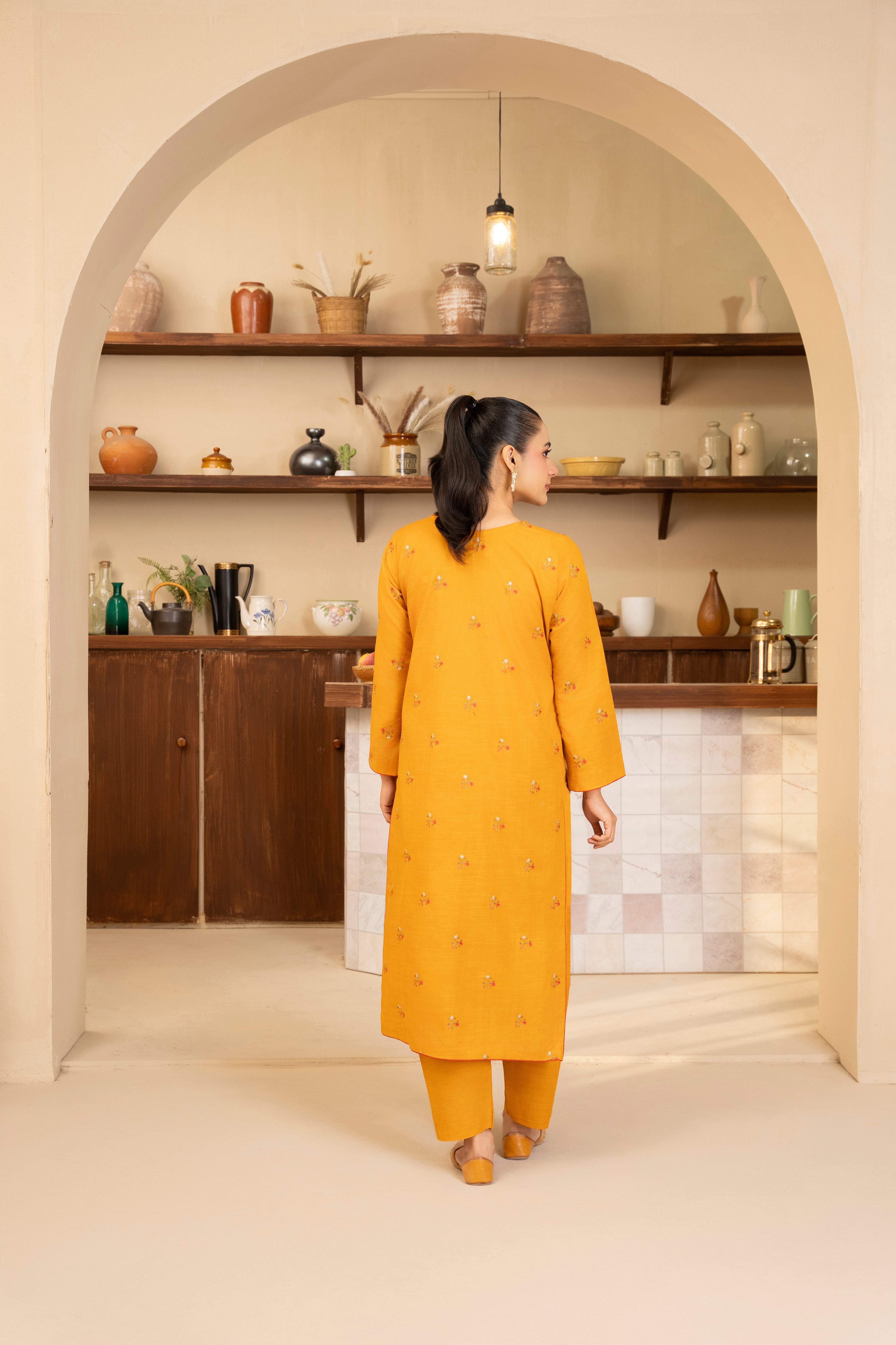 Yellow Embroidered Lawn