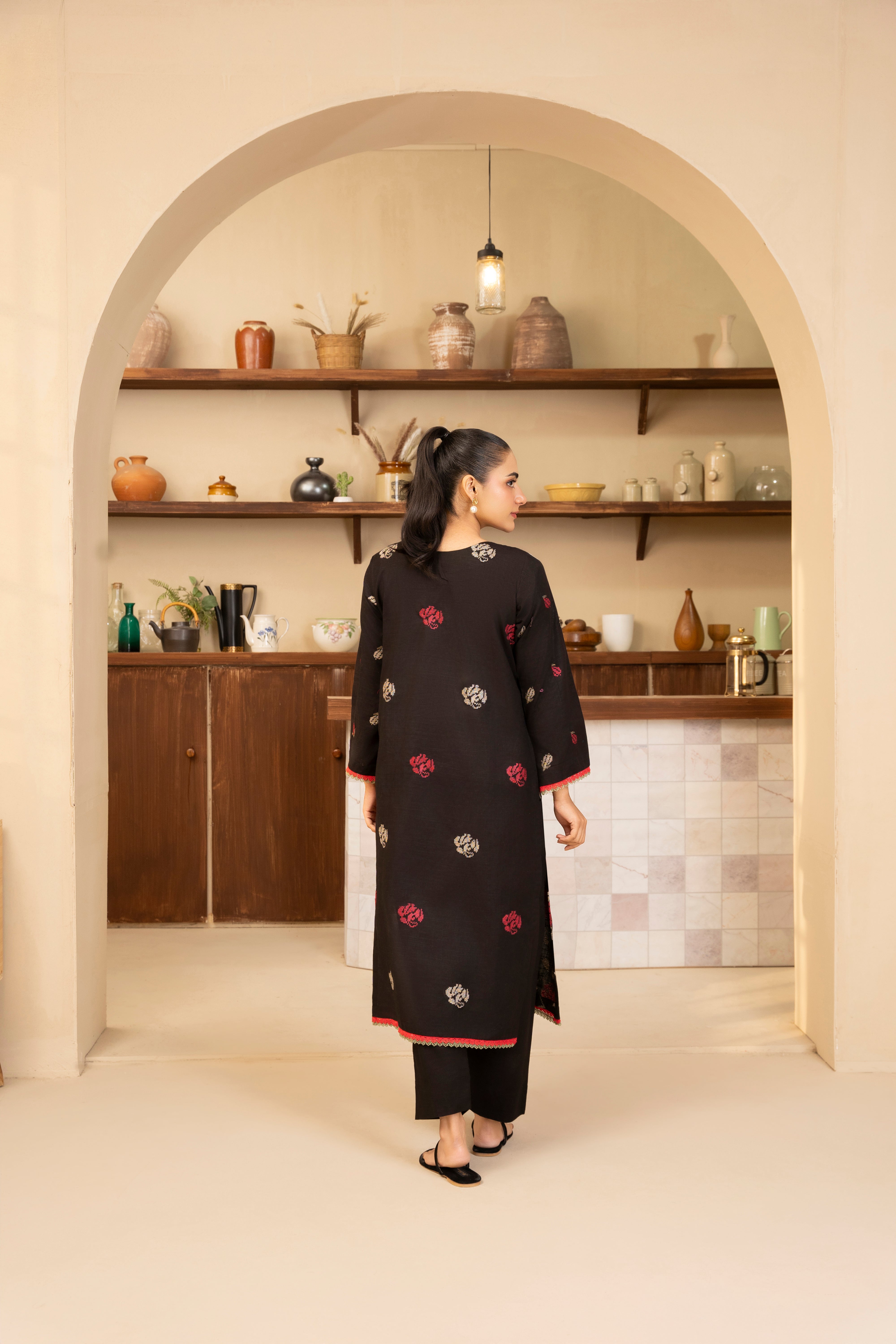 black Embroidered Lawn