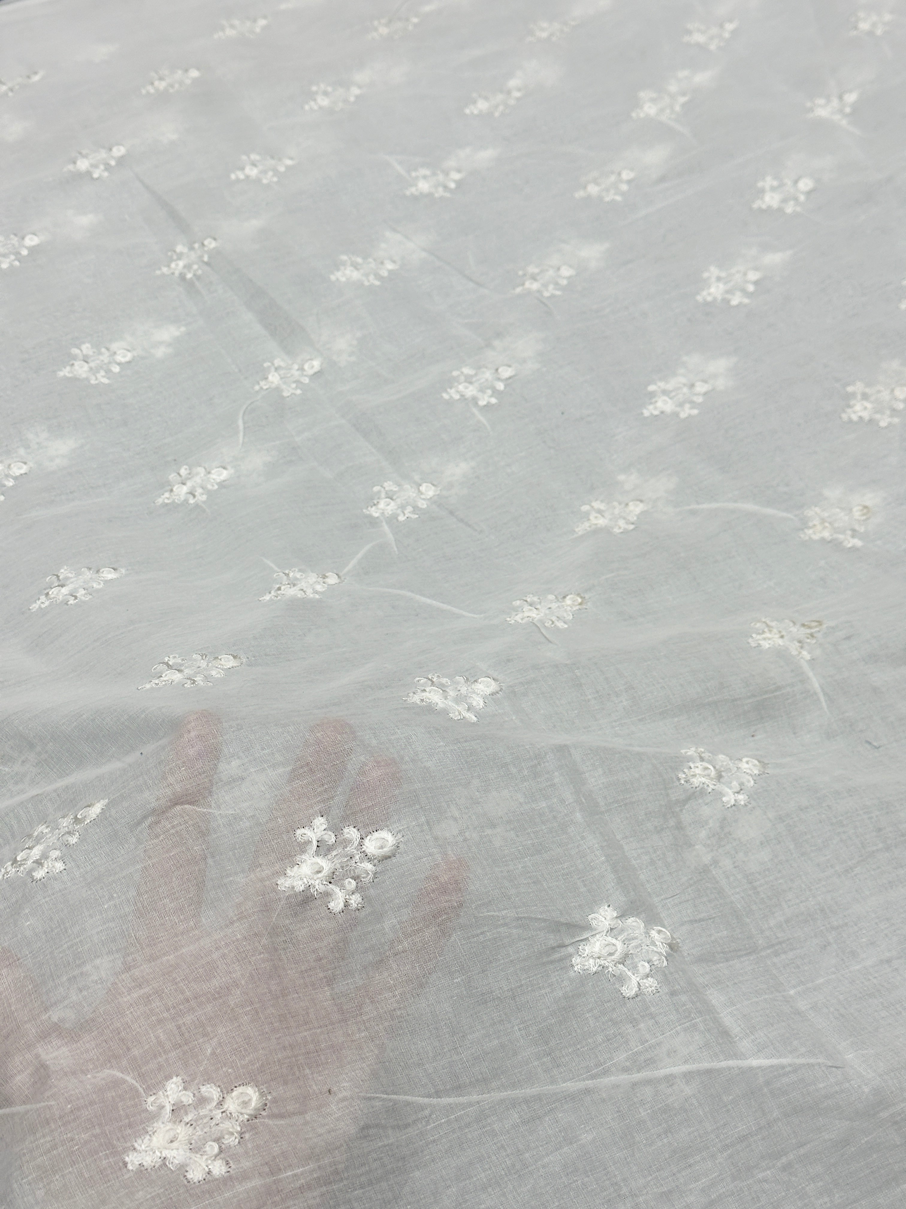 White Chikankari Dupatta With Delicate Floral Embroidery