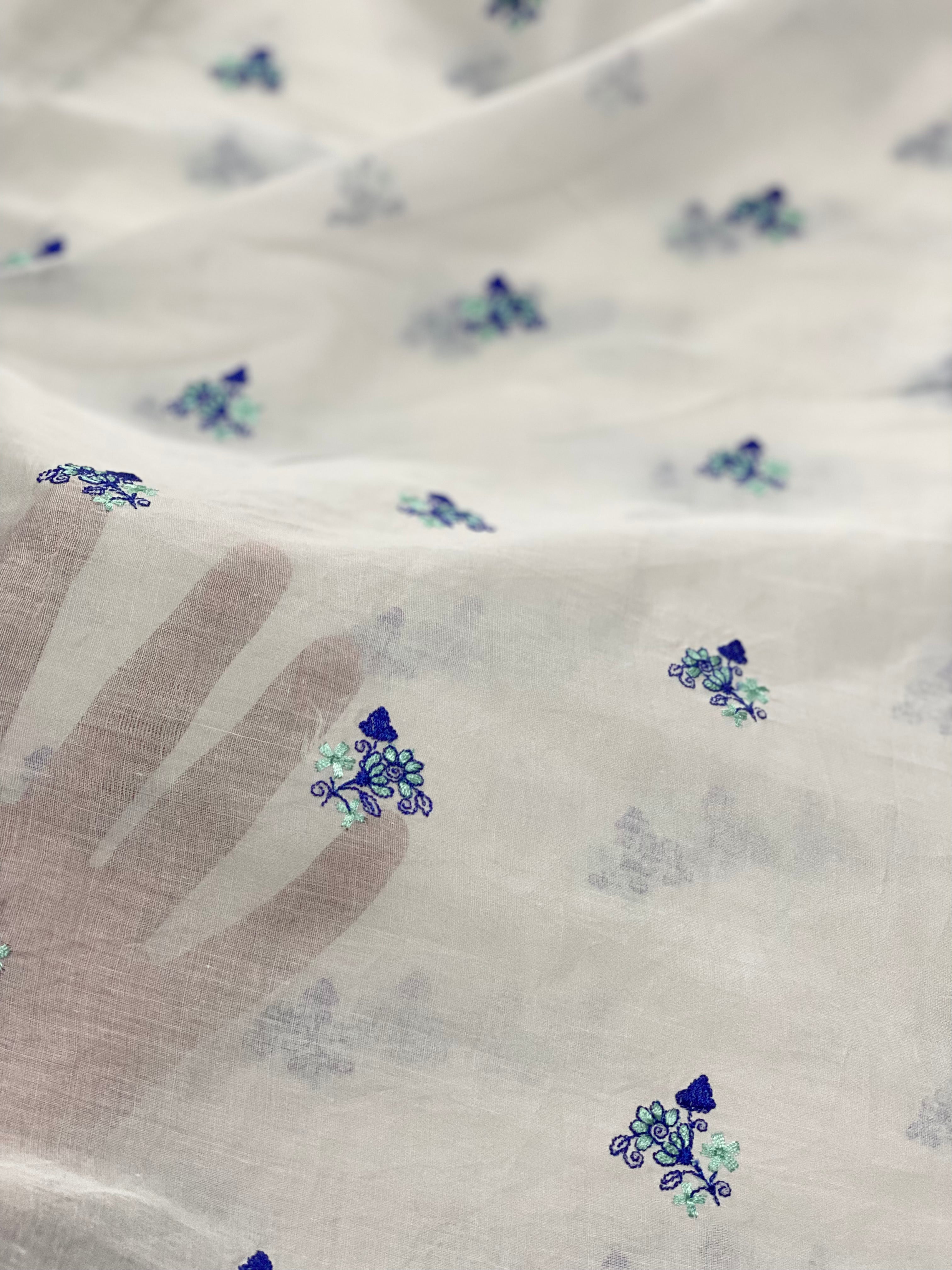 Azure Blossom Chikankari Dupatta